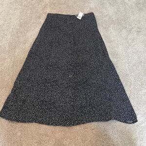 NWT Gap Women's Midi Button Down Skirt Dark‎ Blue White Polka Dot Size 6
